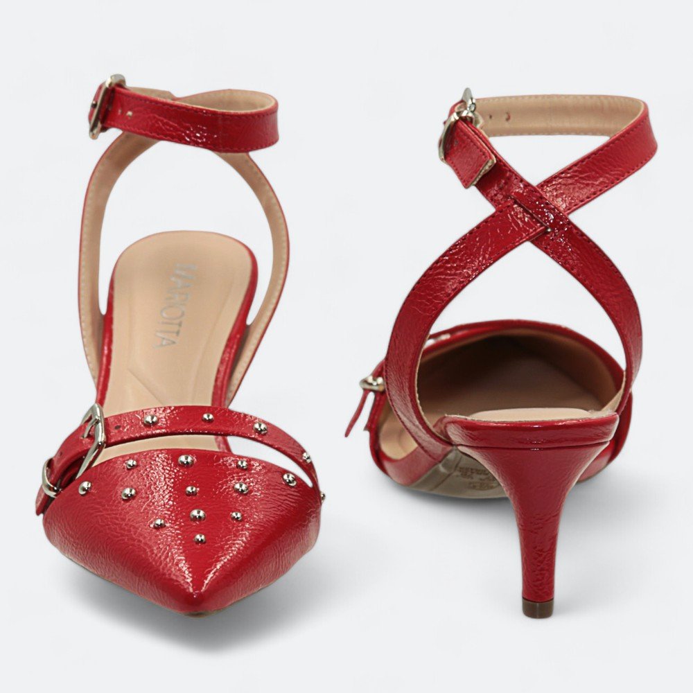 Scarpin Mariotta Slingback Kitten Heels Feminino 1355304-02 Vermelho 5