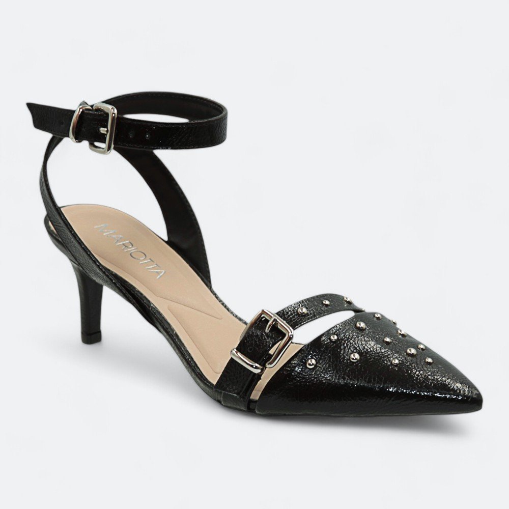 Scarpin Mariotta Slingback Kitten Heels Feminino 1355304-01 Preto 2