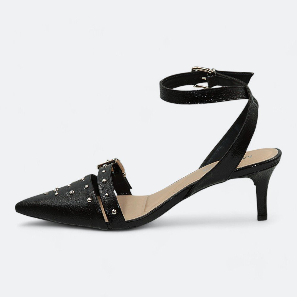 Scarpin Mariotta Slingback Kitten Heels Feminino 1355304-01 Preto 4