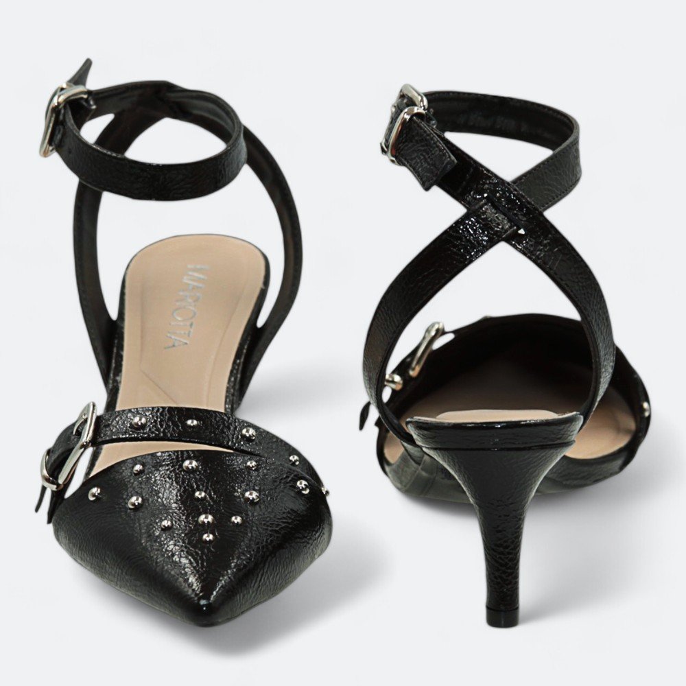 Scarpin Mariotta Slingback Kitten Heels Feminino 1355304-01 Preto 5
