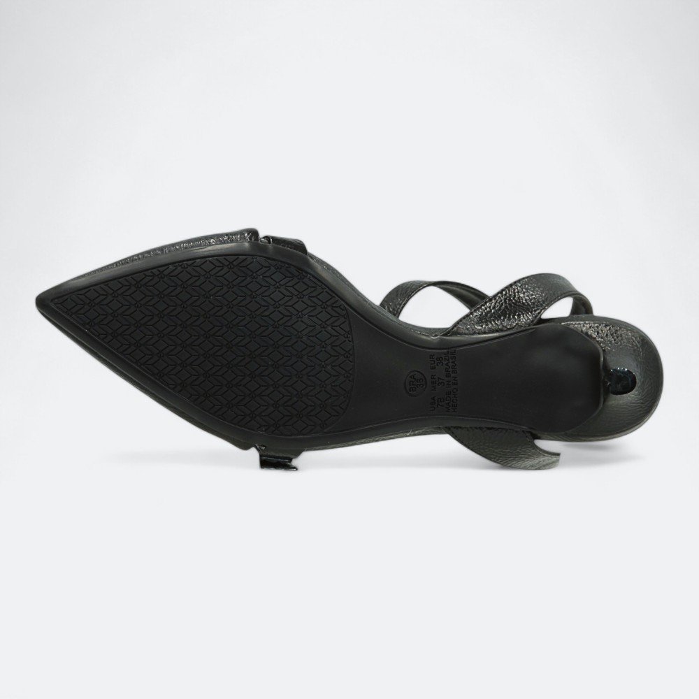 Scarpin Mariotta Slingback Kitten Heels Feminino 1355304-01 Preto 6