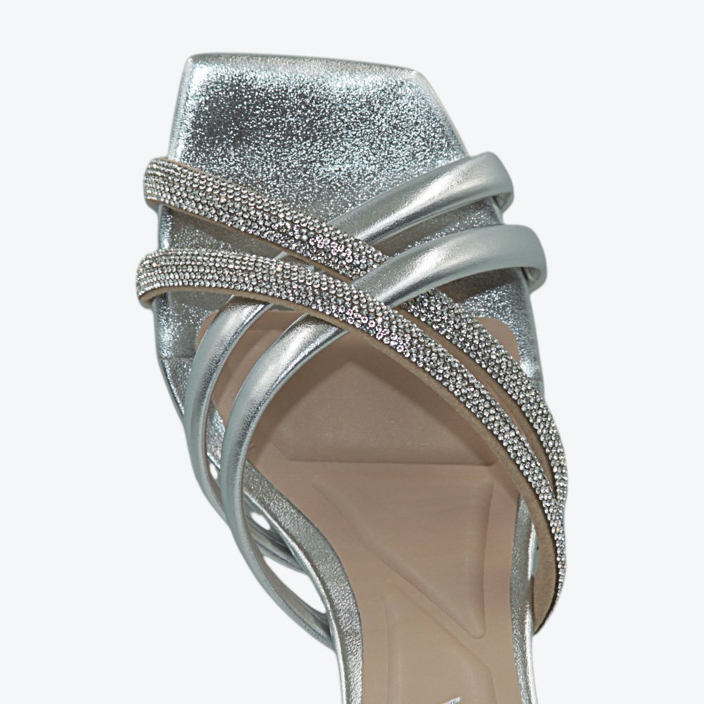 Tamanco Mariotta Salto Médio Feminino 2023101-02 Prata 3