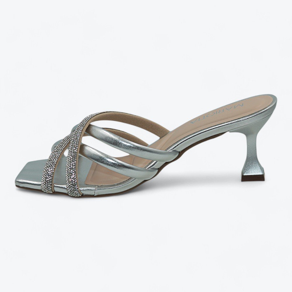 Tamanco Mariotta Salto Médio Feminino 2023101-02 Prata 4