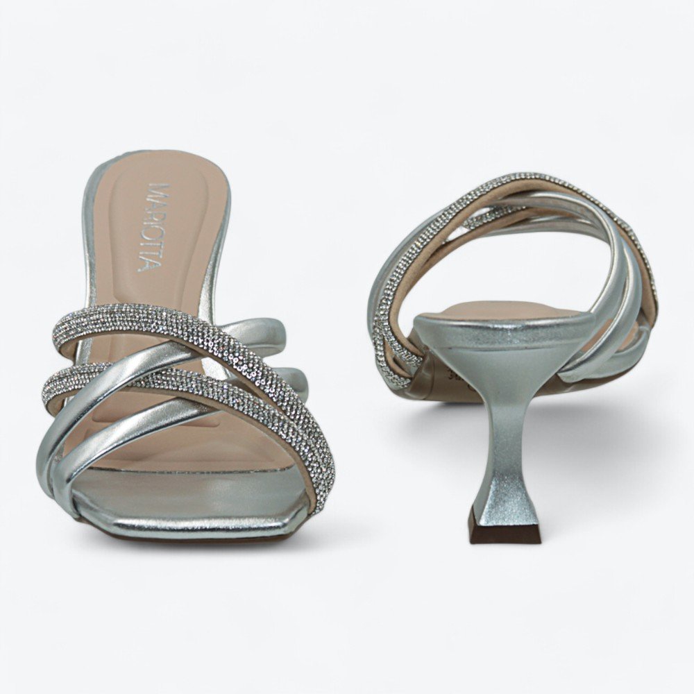 Tamanco Mariotta Salto Médio Feminino 2023101-02 Prata 5