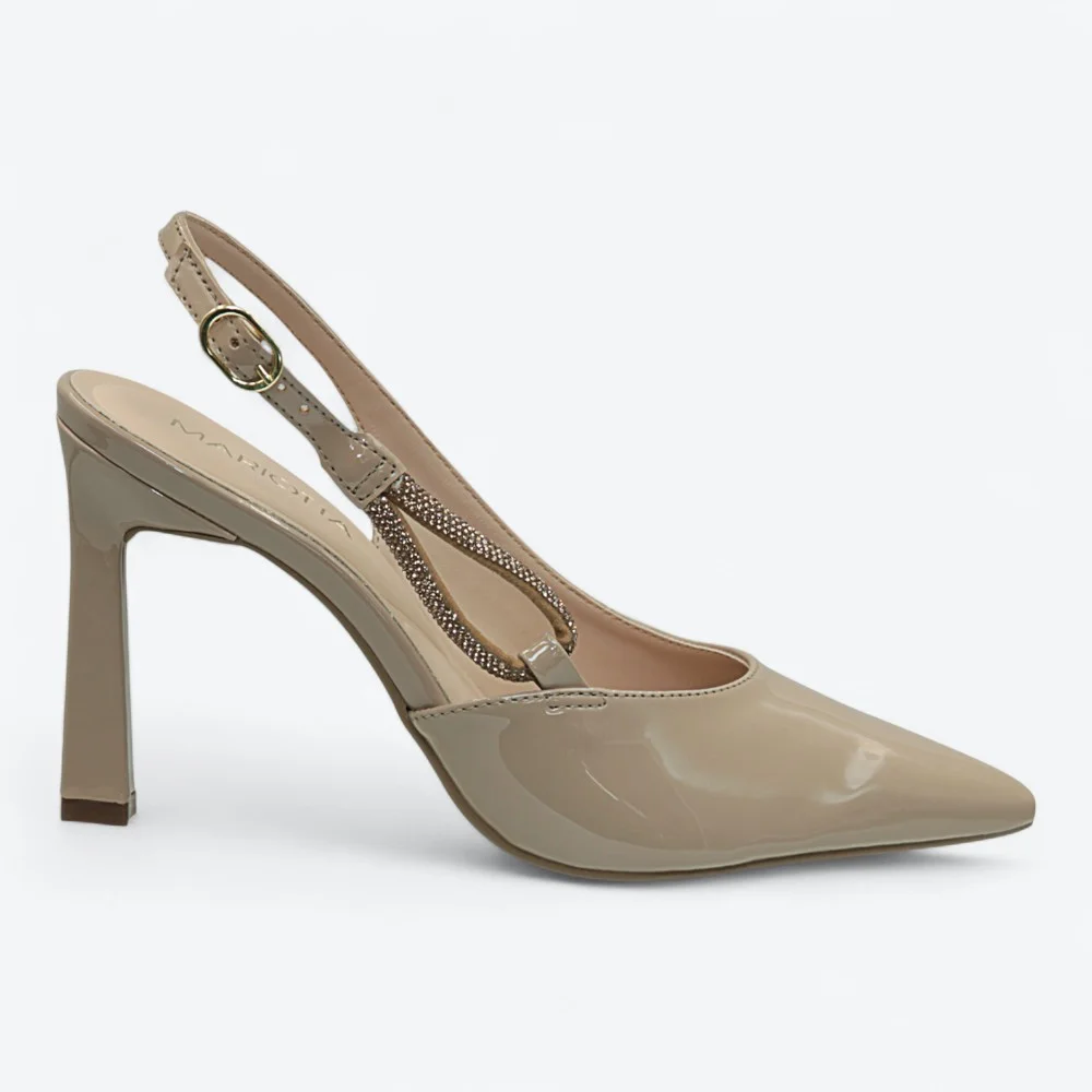 Scarpin Mariotta Slingback Verniz Feminino 2088802-01 Taupe 1