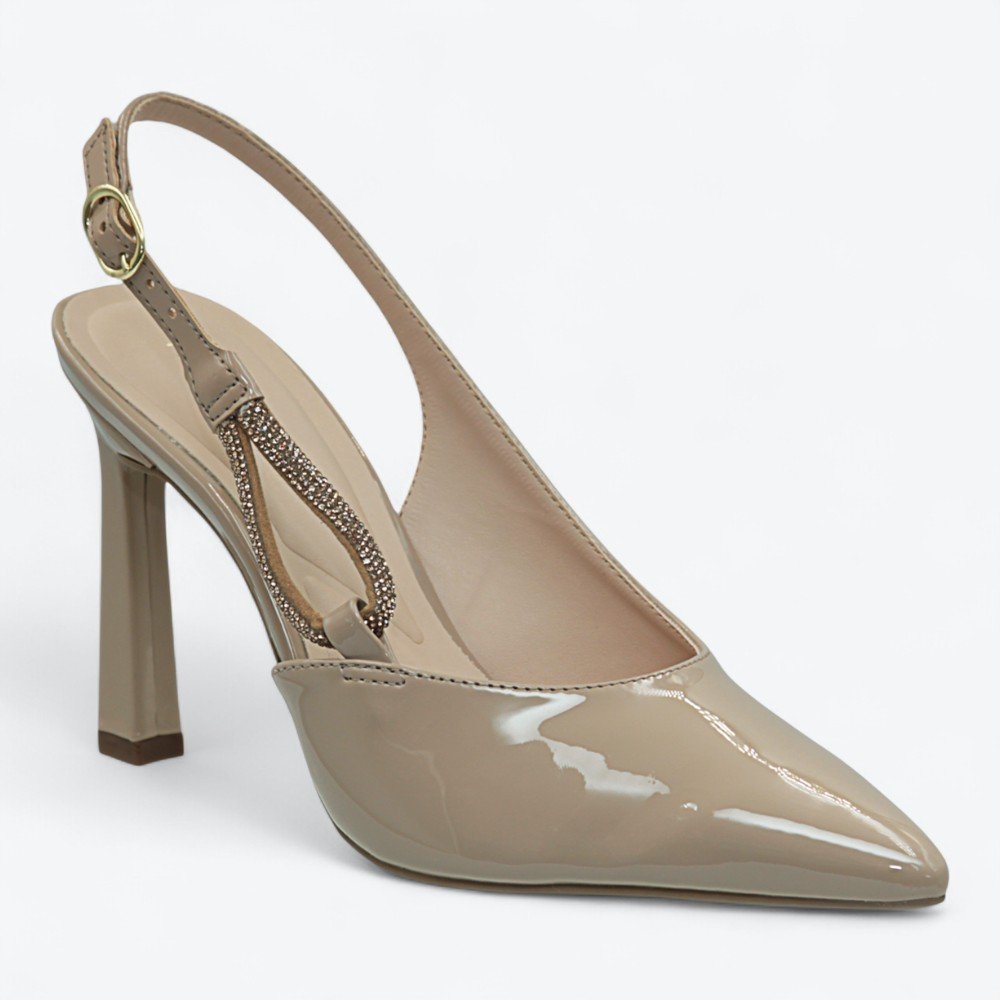 Scarpin Mariotta Slingback Verniz Feminino 2088802-01 Taupe 2