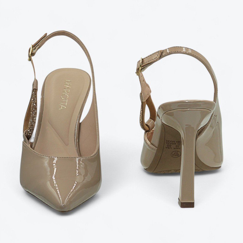 Scarpin Mariotta Slingback Verniz Feminino 2088802-01 Taupe 5