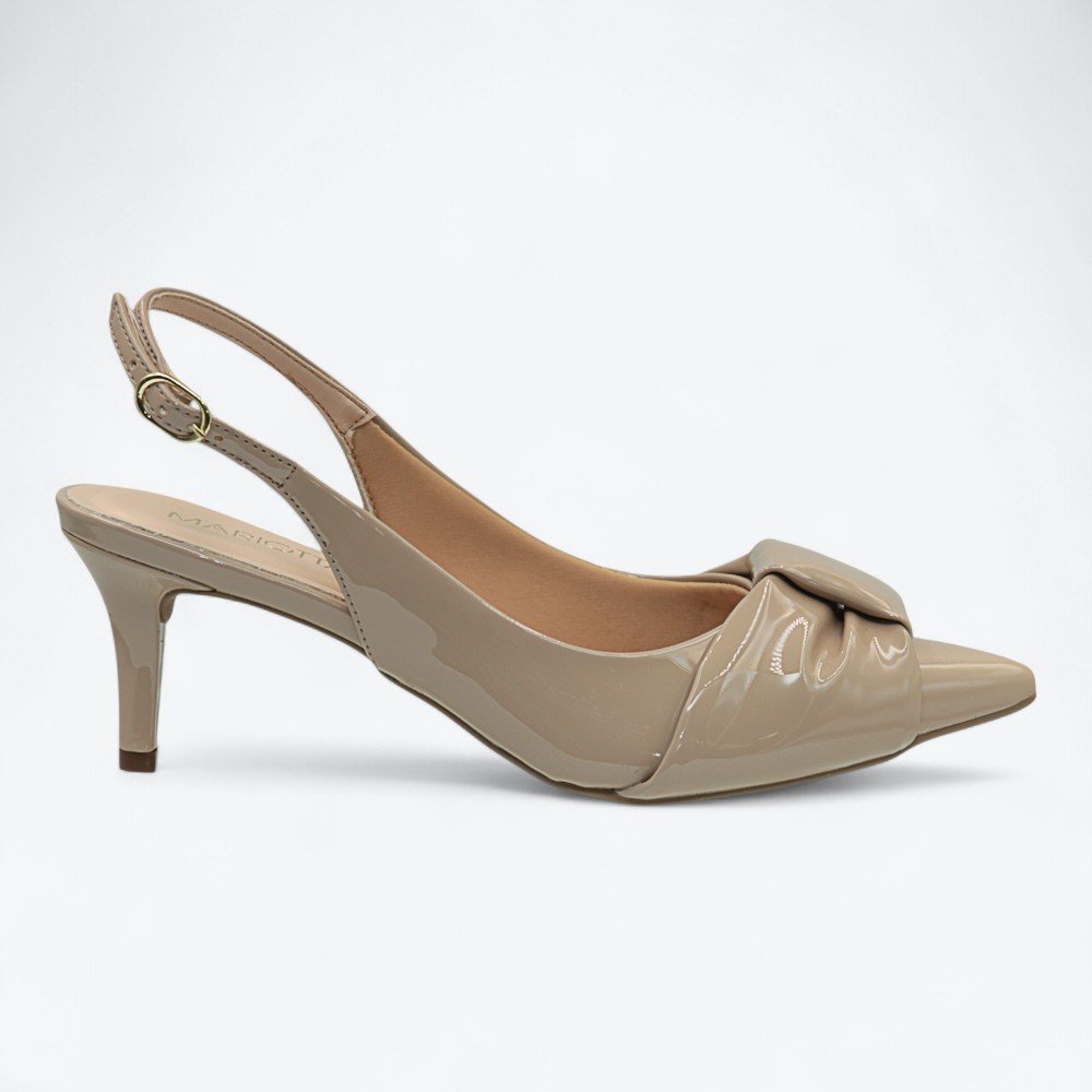 Scarpin Mariotta Slingback Kitten Heels Feminino 1355324-02 Taupe 1