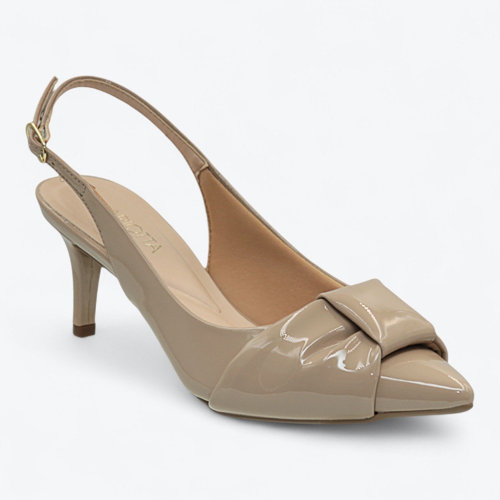 Scarpin Mariotta Slingback Kitten Heels Feminino 1355324-02 Taupe 2