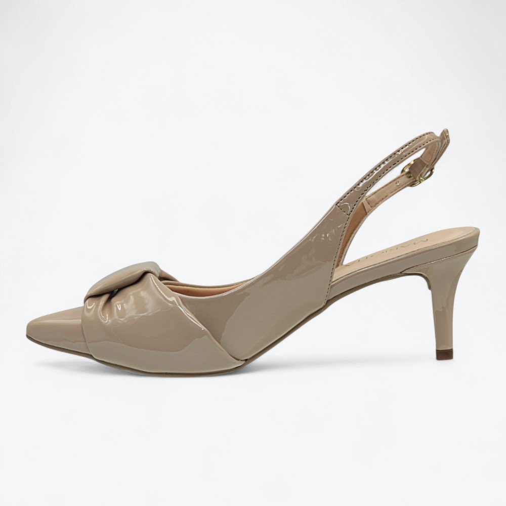 Scarpin Mariotta Slingback Kitten Heels Feminino 1355324-02 Taupe 4