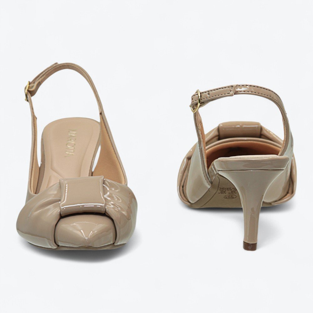 Scarpin Mariotta Slingback Kitten Heels Feminino 1355324-02 Taupe 5