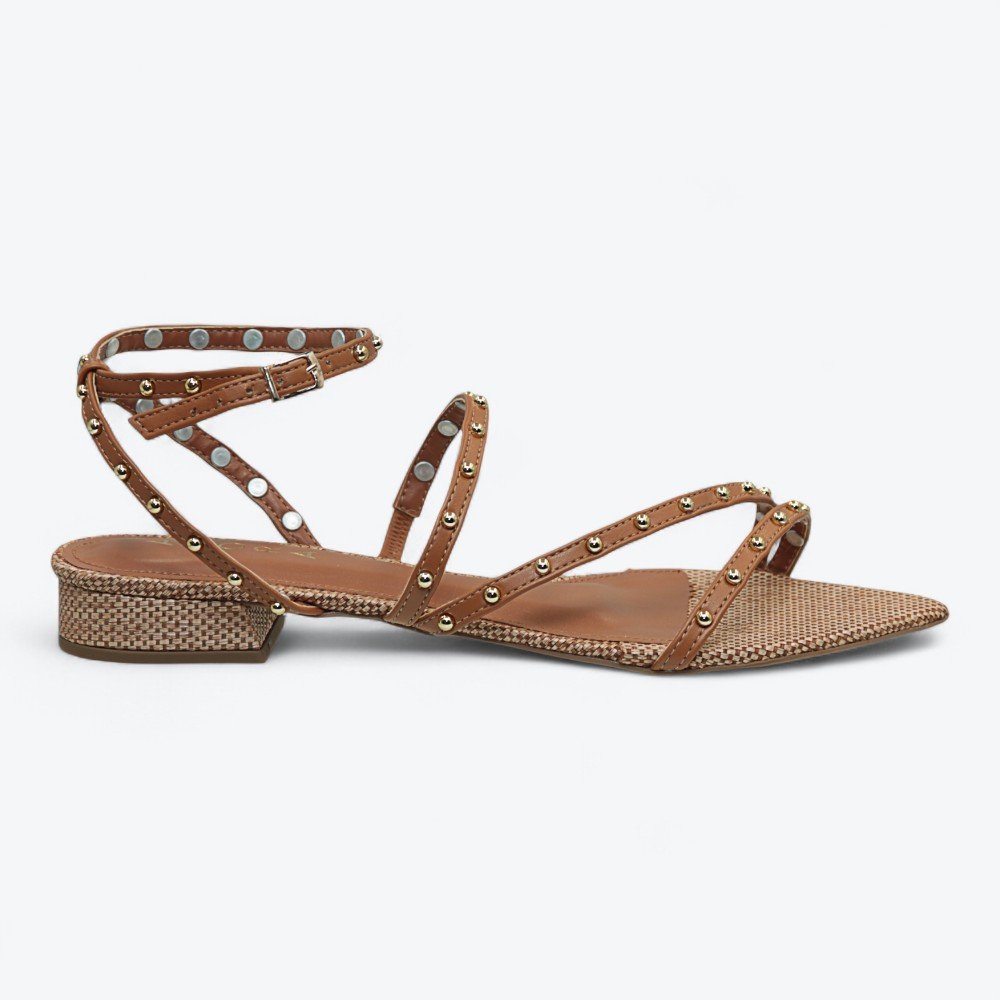 Sandália Adora Baixa Bico Folha Feminina 1197159-01 Caramelo