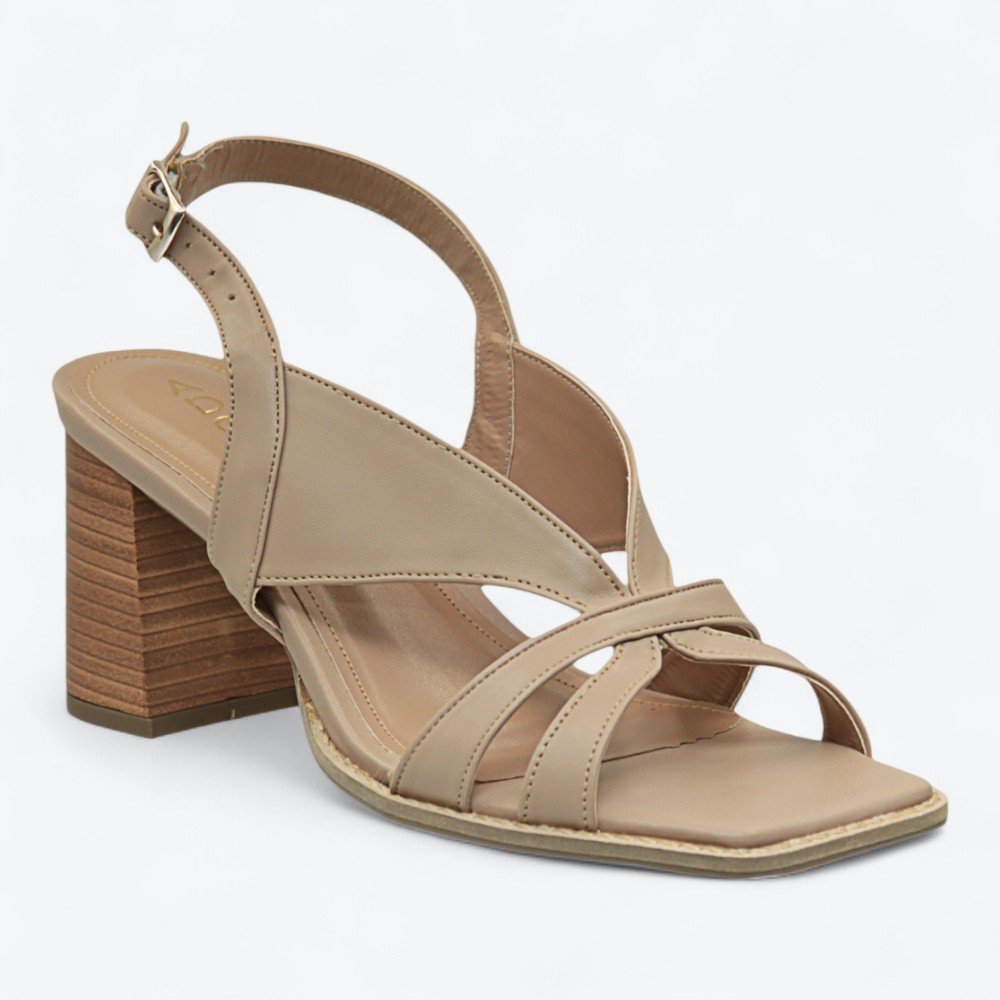 Sandália Adora Salto Bloco Médio Feminina 1657365-01 Nude 2