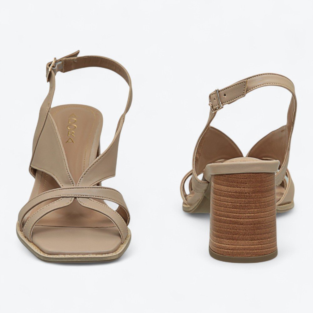 Sandália Adora Salto Bloco Médio Feminina 1657365-01 Nude 5