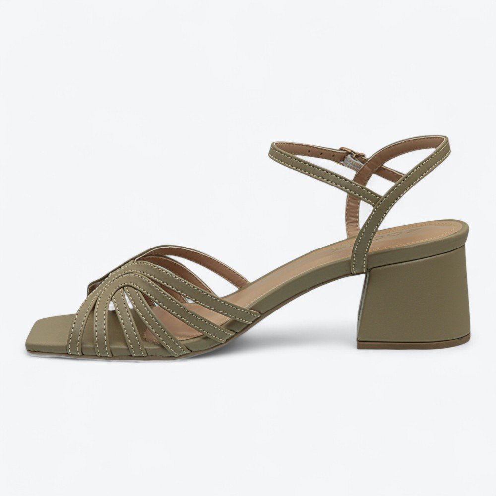 Sandália Adora Salto Bloco Médio Feminina 1286825-02 Verde Oliva 4