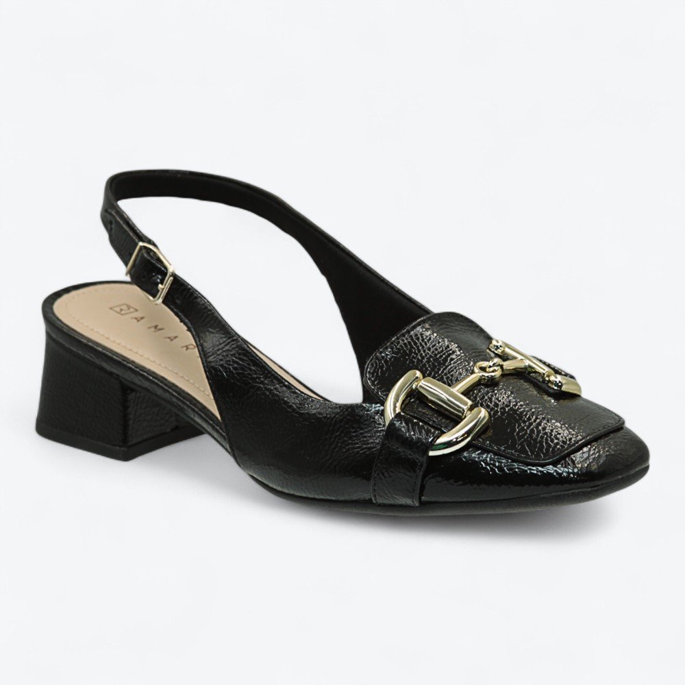 Sapato Ramarim Slingback Verniz Feminino 2517132-01 Preto 2