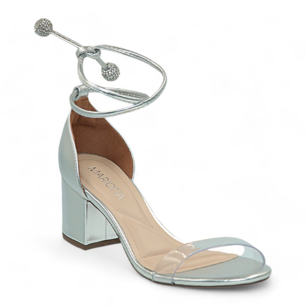 Sandália Mariotta Metalizada Salto Médio Feminina 1352811-01 Prata 3