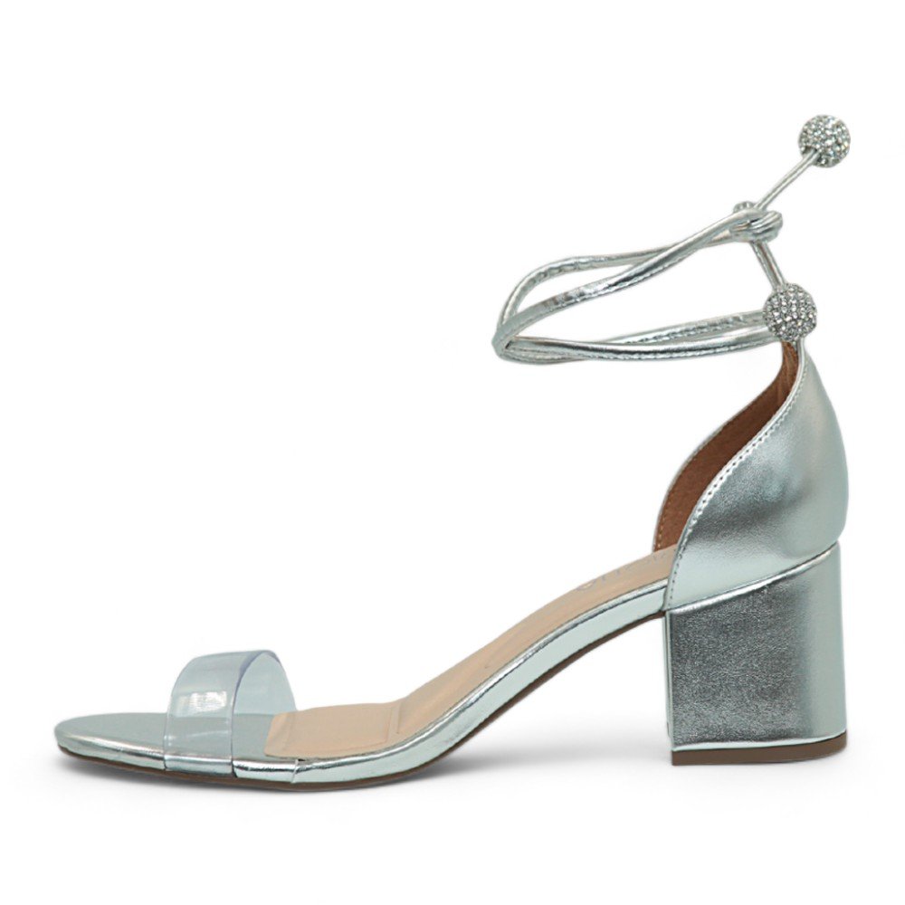 Sandália Mariotta Metalizada Salto Médio Feminina 1352811-01 Prata 5