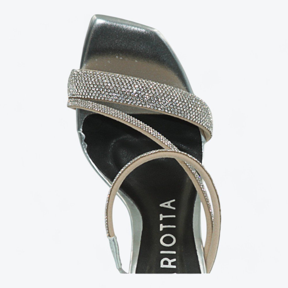 Tamanco Mariotta Salto Alto Fino Feminino 2034502-01 Prata 3