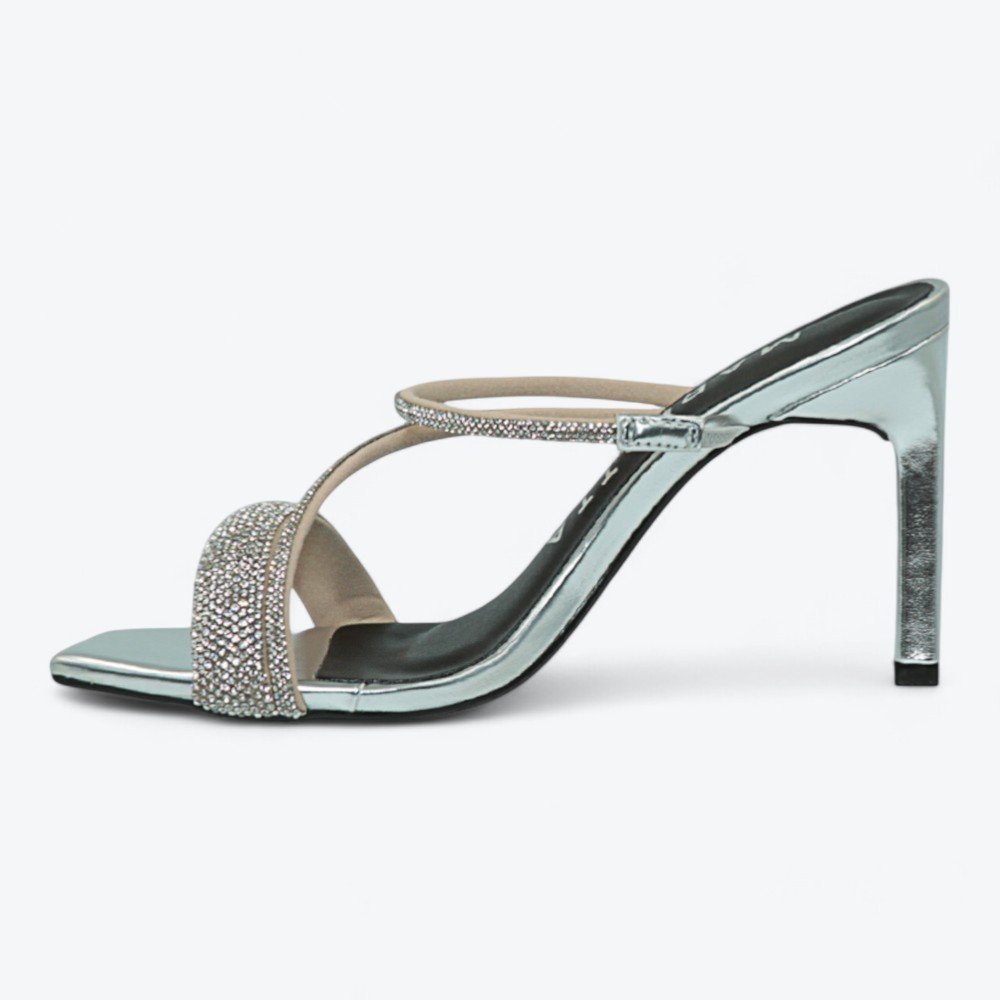 Tamanco Mariotta Salto Alto Fino Feminino 2034502-01 Prata 4