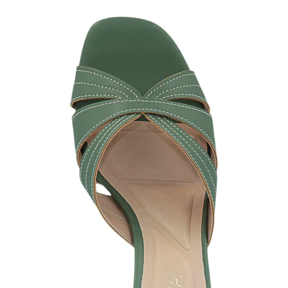 Tamanco Mariotta Salto Bloco Médio Feminino 2022103-01 Verde 3