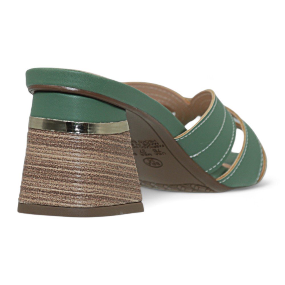 Tamanco Mariotta Salto Bloco Médio Feminino 2022103-01 Verde 5