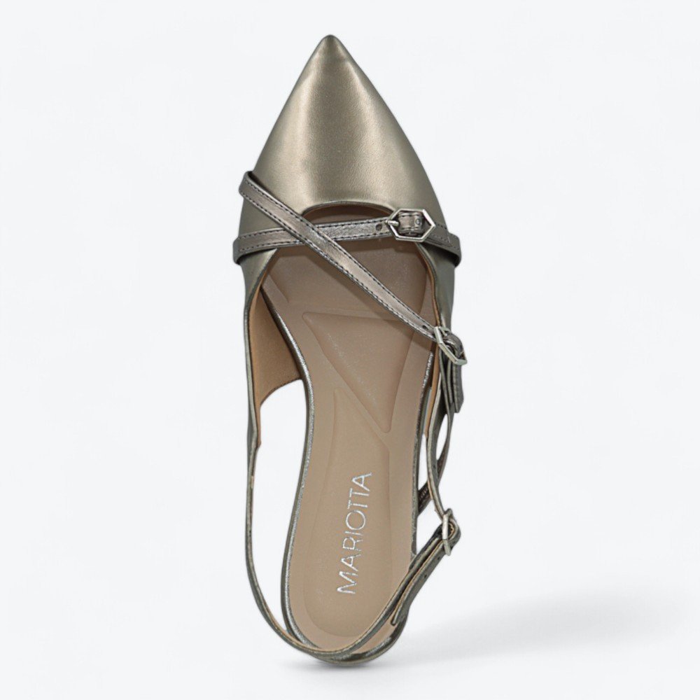 Sapatilha Mariotta Slingback Feminina 1351404-01 Prata Velho 3