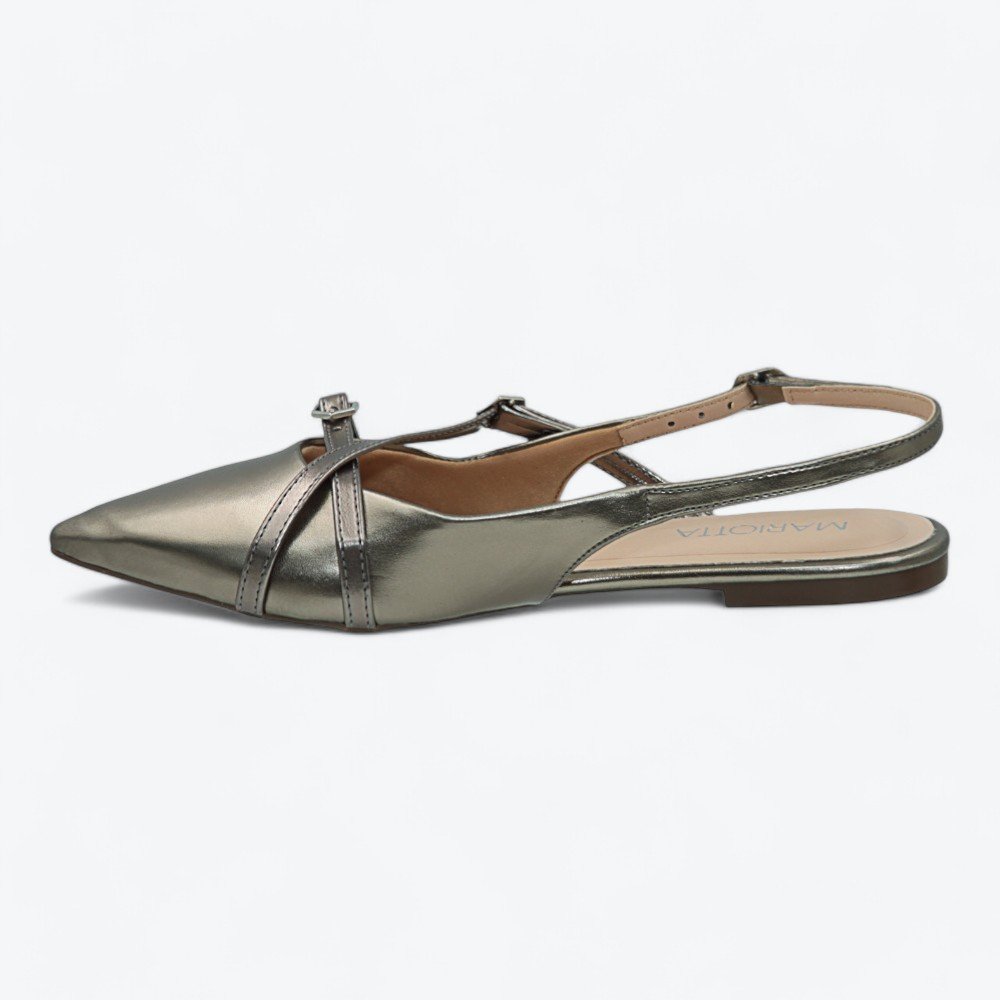 Sapatilha Mariotta Slingback Feminina 1351404-01 Prata Velho 4