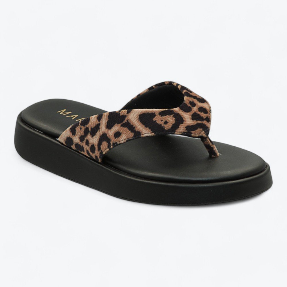 Chinelo Mariotta Flatform Feminino 2021504-05 Preto/Onça 2