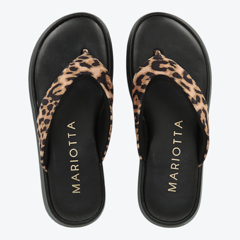 Chinelo Mariotta Flatform Feminino 2021504-05 Preto/Onça 3