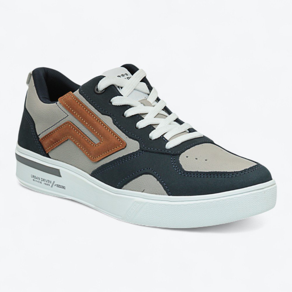 Tênis Pegada Casual em Couro Masculino 11195109 Azul Marinho/Cinza 2