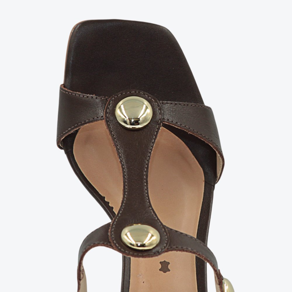 Sandália Ramarim Salto Bloco em Couro Feminina 2553203-01 Marrom 4