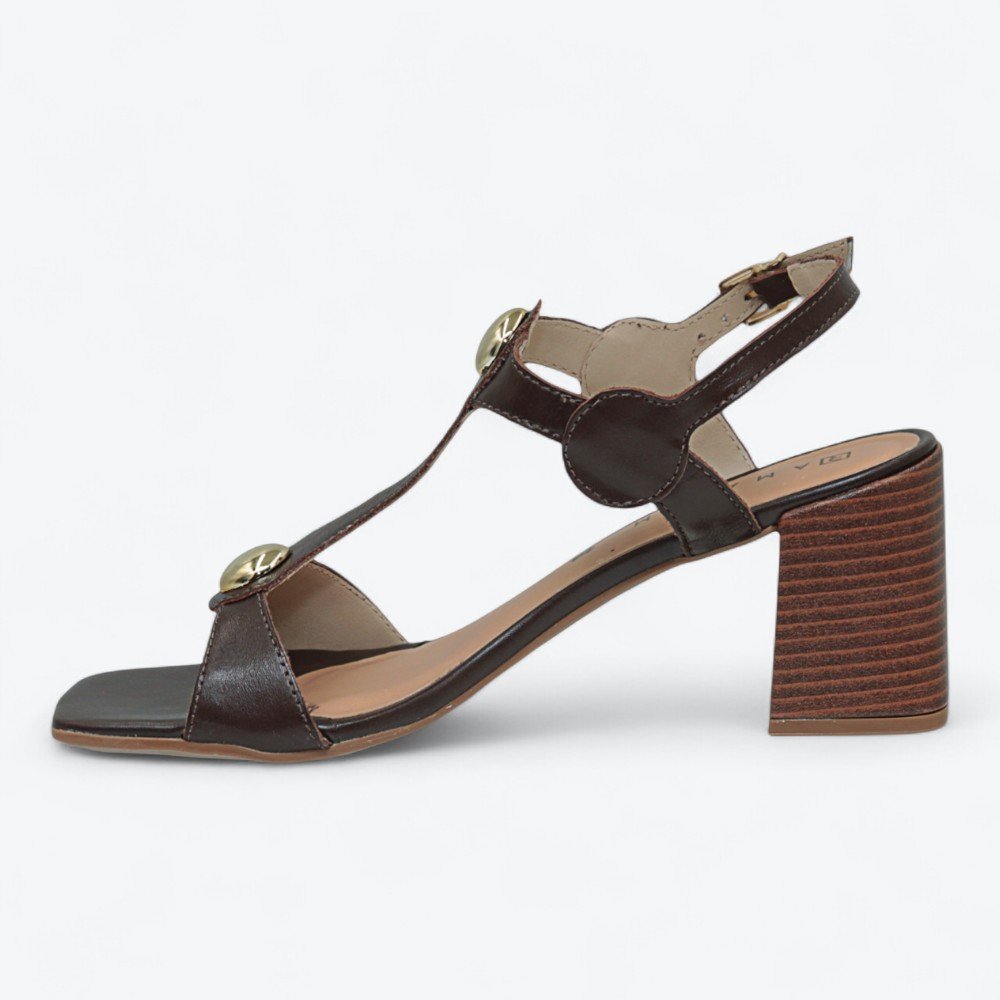 Sandália Ramarim Salto Bloco em Couro Feminina 2553203-01 Marrom 5