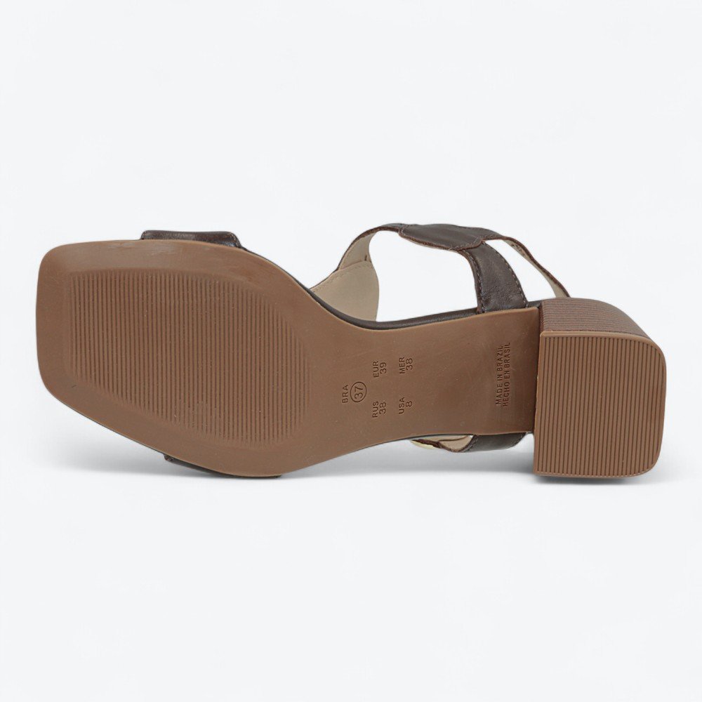 Sandália Ramarim Salto Bloco em Couro Feminina 2553203-01 Marrom 7