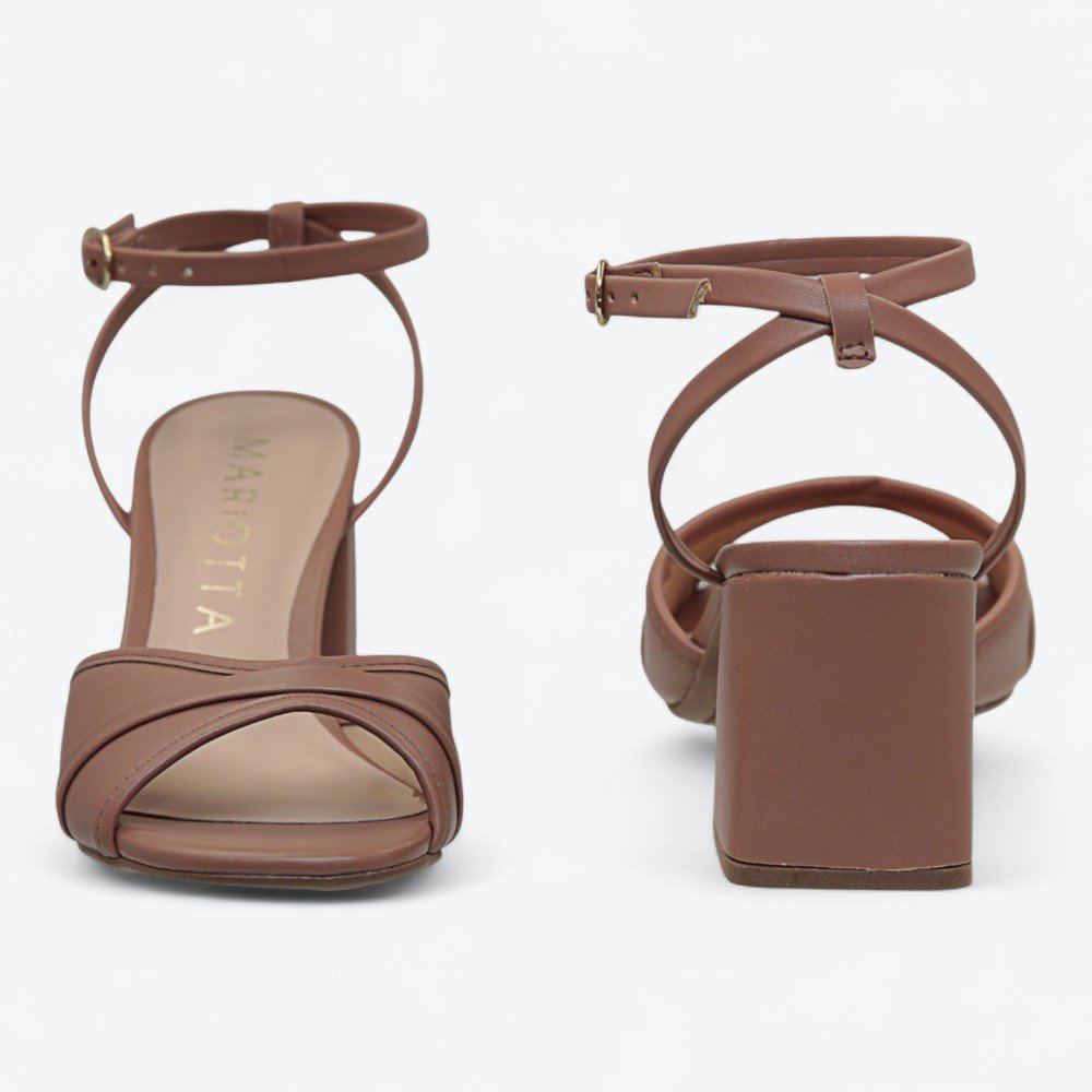 Sandália Mariotta Salto Bloco Feminina 2074506-01 Marrom 5