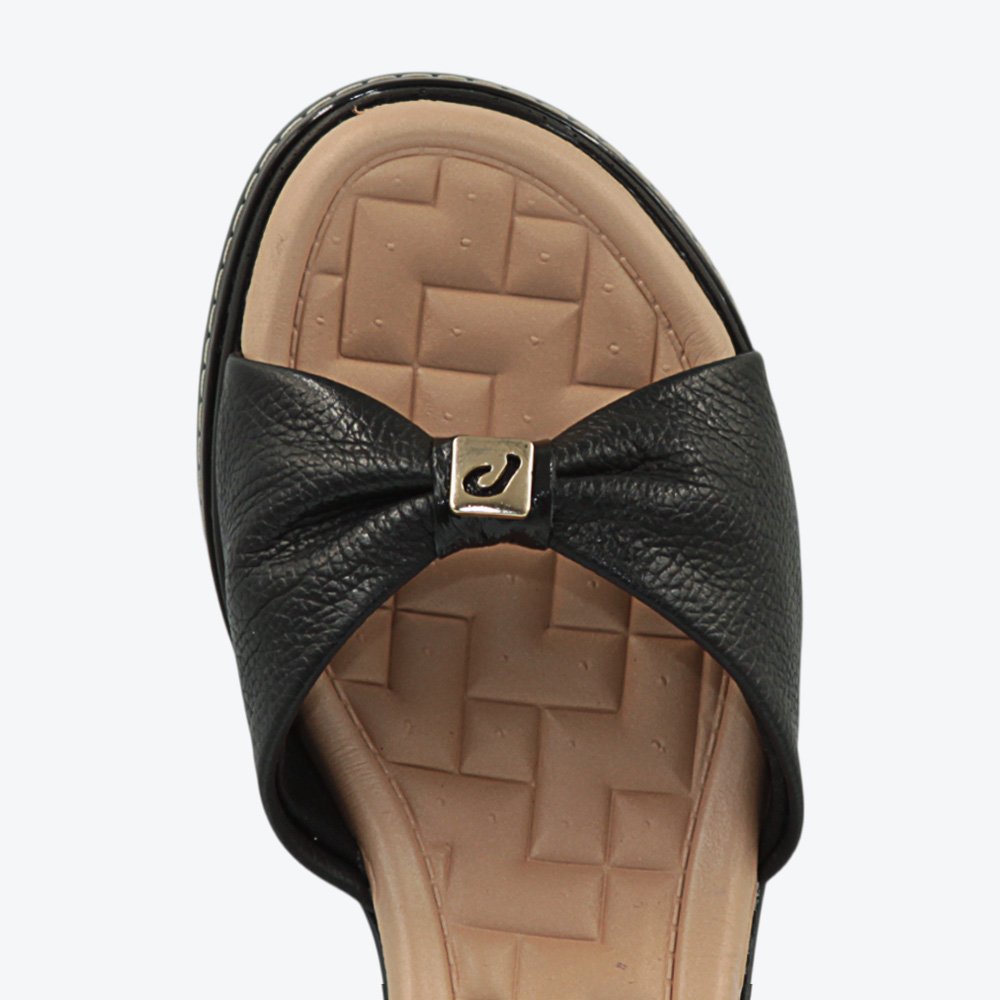 Sandália Pegada Anabela em Couro Feminina 23395604 Preto 3