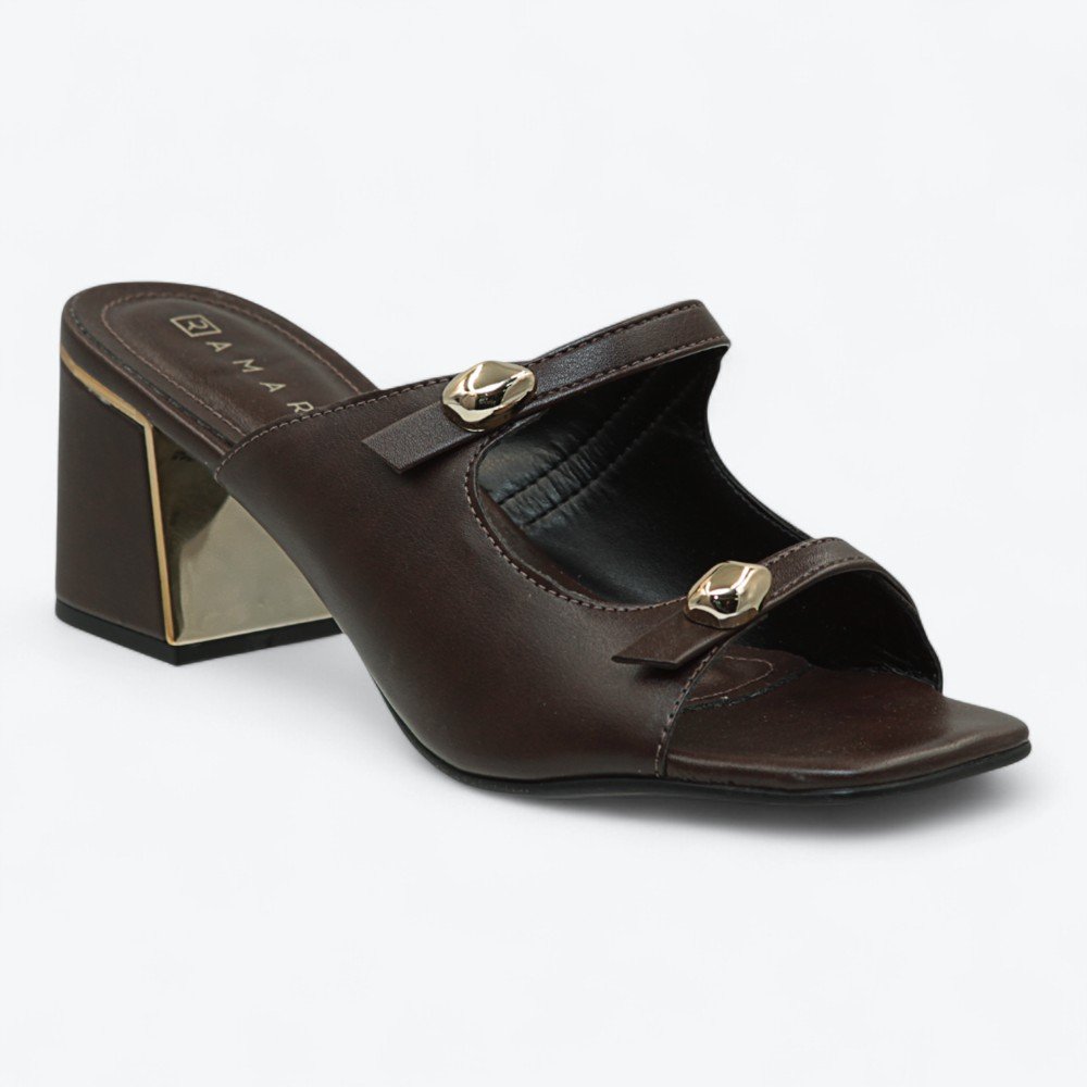 Tamanco Ramarim Salto Bloco Feminino 2539203-01 Café 2