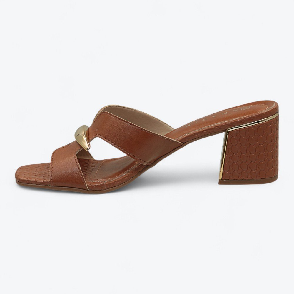 Tamanco Ramarim Salto Bloco Feminino 2539201-01 Caramelo 5