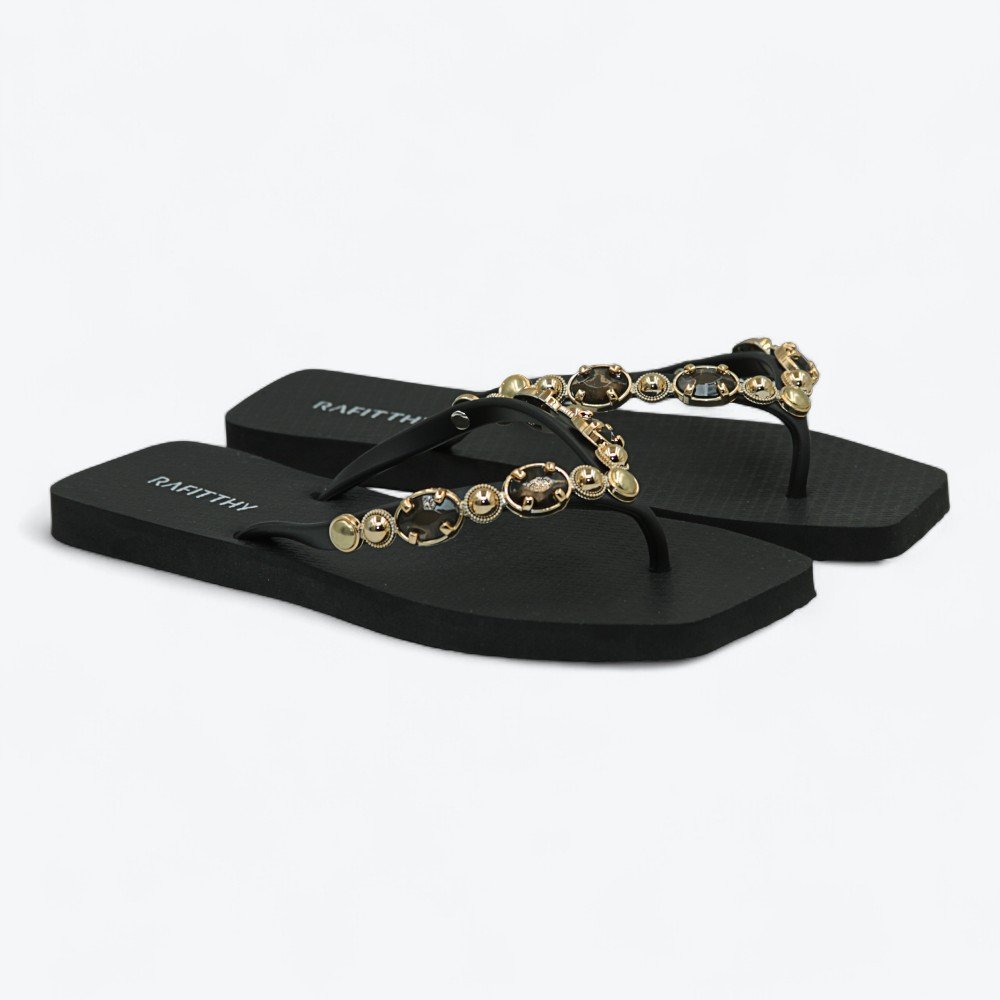 Chinelo Rafitthy Precious Stones Feminino 249251501-01 Preto 3