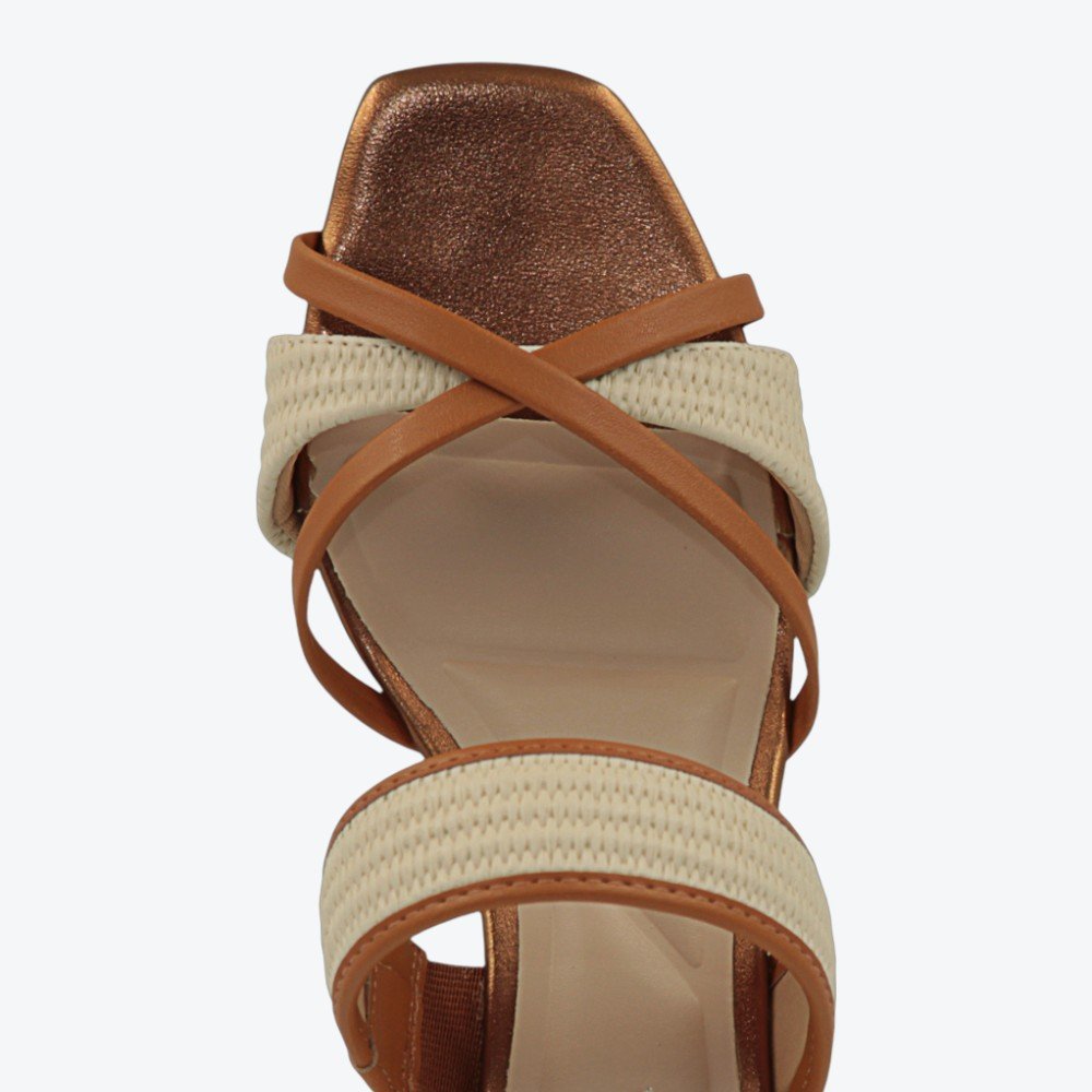 Tamanco Mariotta Salto Baixo Feminino 2047135-01 Bronze/Palha 3