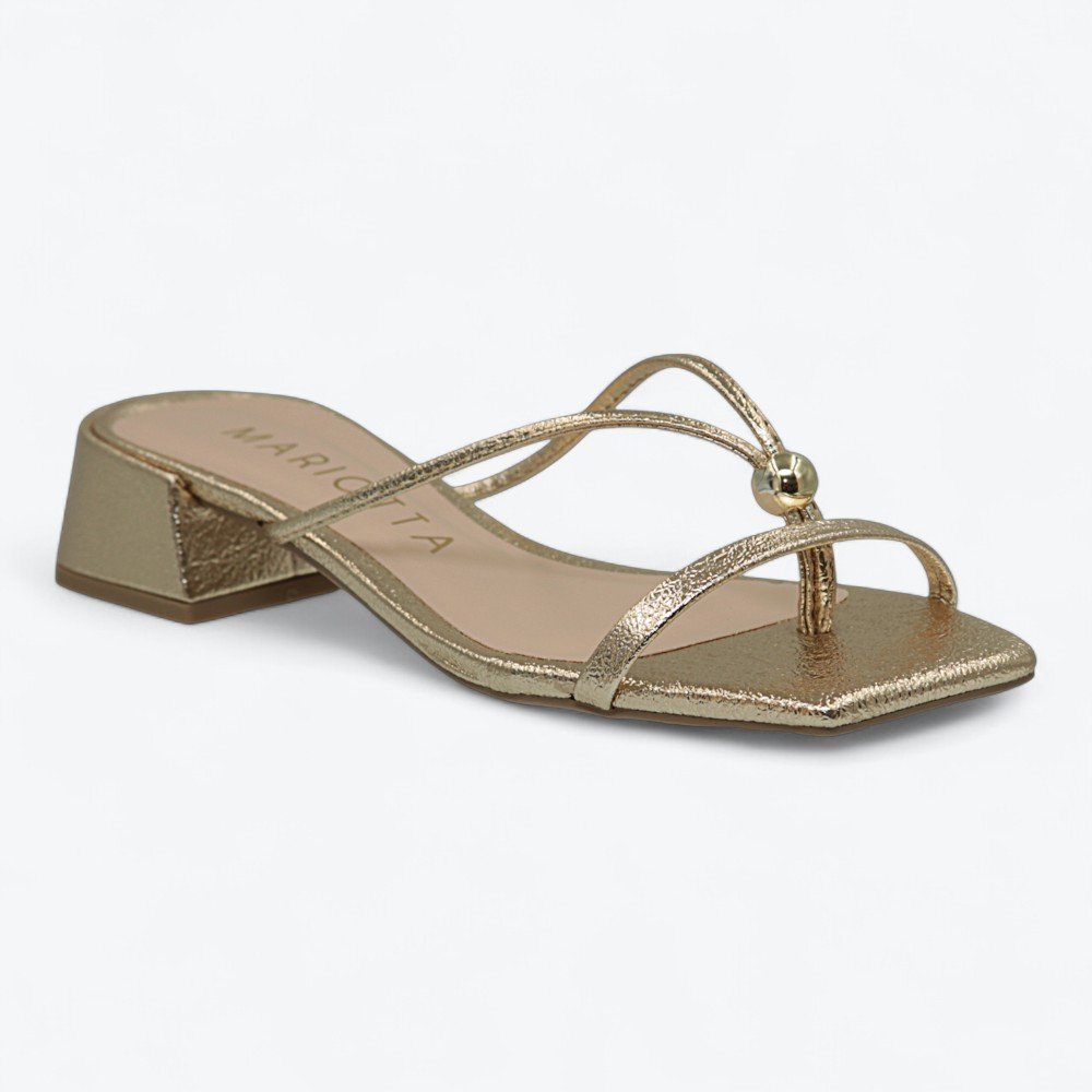 Tamanco Mariotta Metalizado Salto Baixo Feminino 2041501-01 Dourado 2