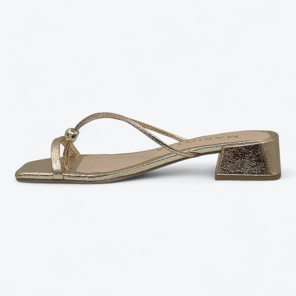 Tamanco Mariotta Metalizado Salto Baixo Feminino 2041501-01 Dourado 4