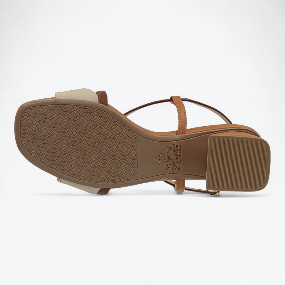 Sandália Mariotta Salto Bloco Feminina 2022131-01 Marrom/Bege 6