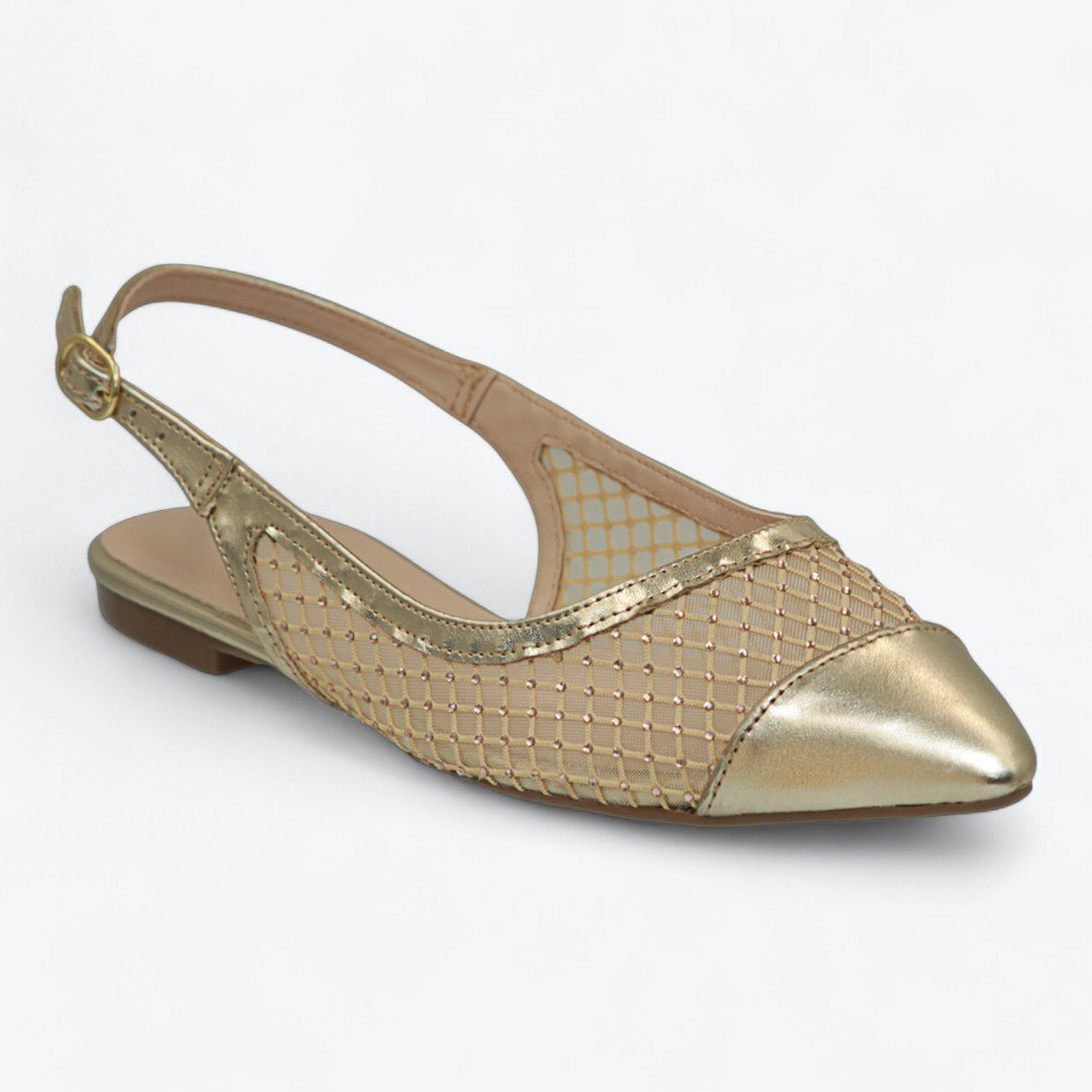 Sapatilha Mariotta Slingback Feminina 1351431-01 Dourado 2