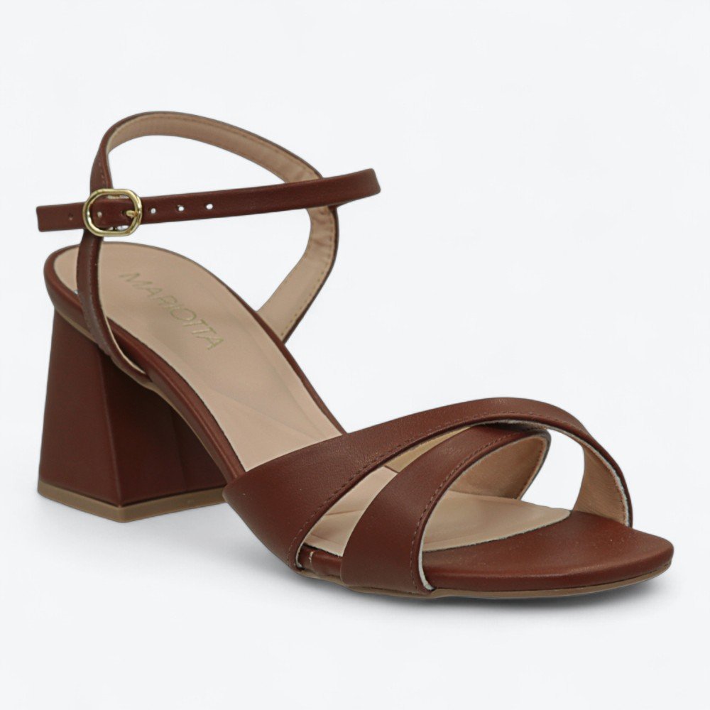 Sandália Mariotta Salto Bloco Feminina 2022133-01 Marrom 2