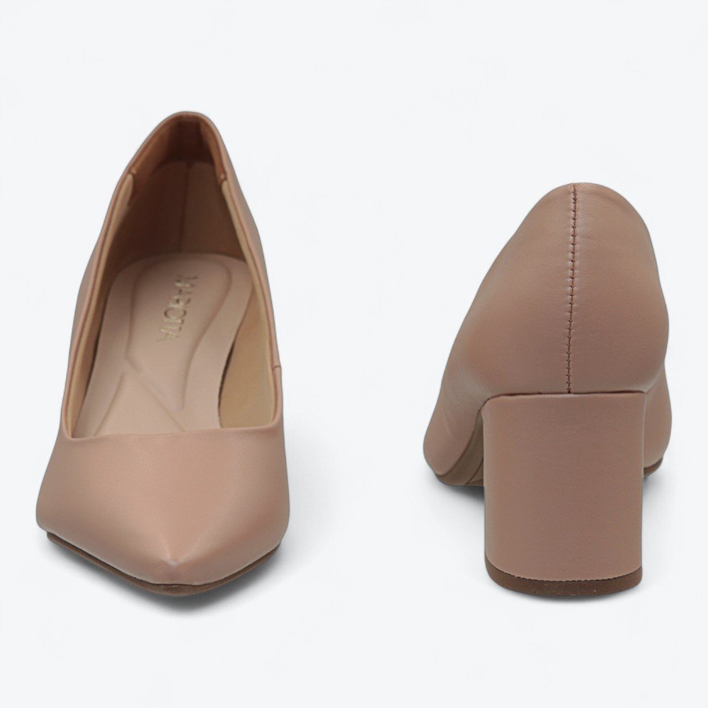 Scarpin Mariotta Salto Bloco Feminino 2066201-02 Nude 5