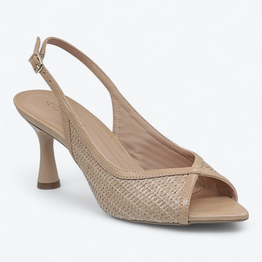 Sandália Adora Peep Toe Salto Médio Feminina 1577696-01 Bege 2