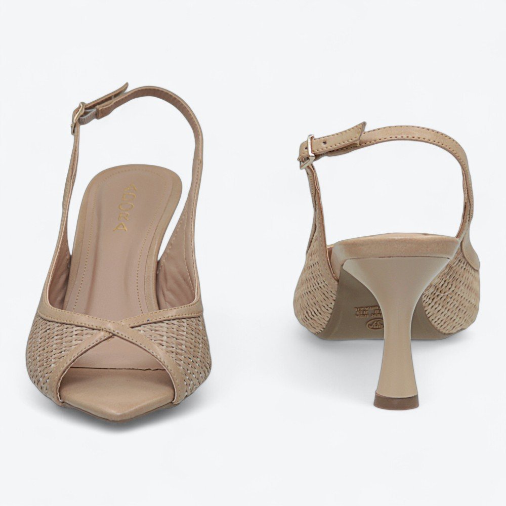 Sandália Adora Peep Toe Salto Médio Feminina 1577696-01 Bege 5