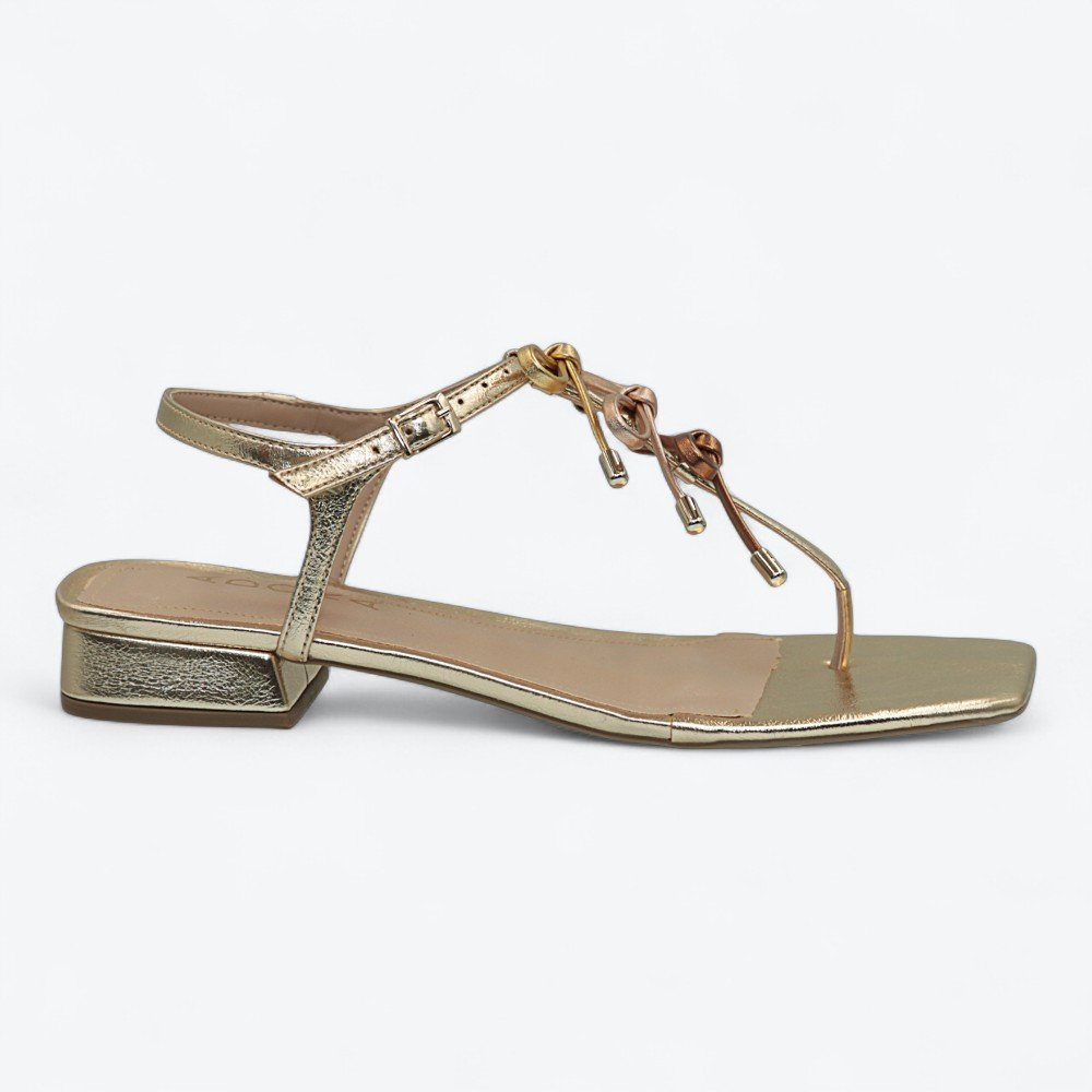 Sandália Adora Metalizada Salto Baixo Feminina 1057626-01