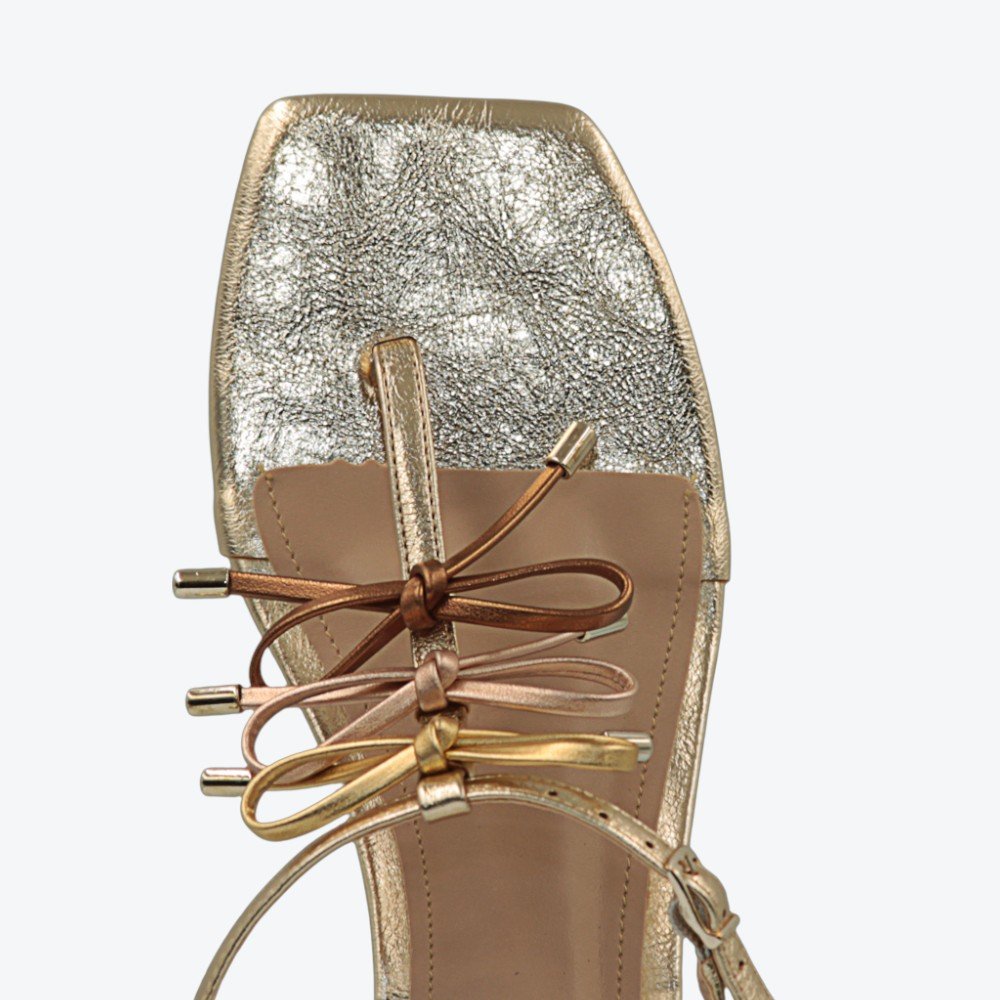 Sandália Adora Metalizada Salto Baixo Feminina 1057626-01 Champagne 3